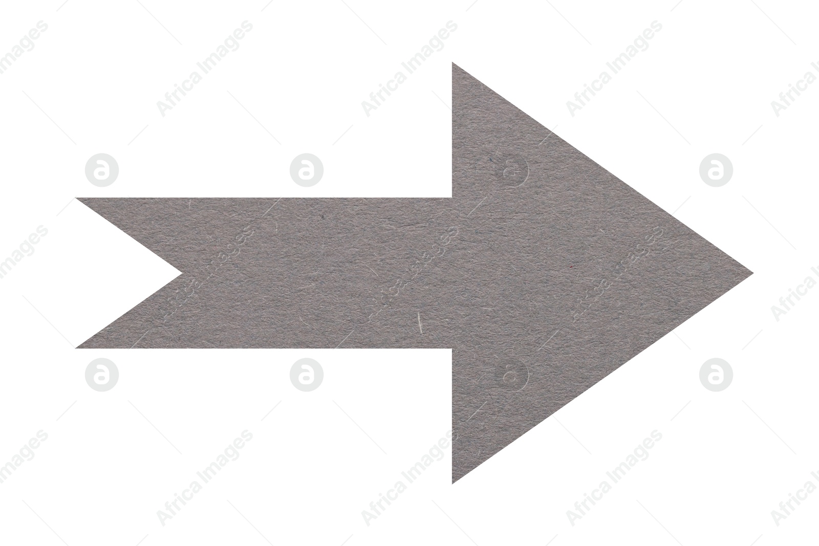 Image of Arrow with texture of grey paper isolated on white