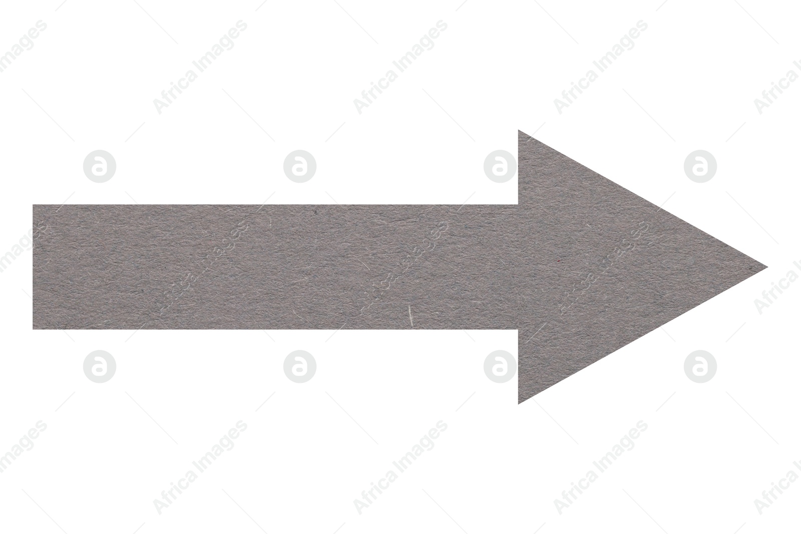 Image of Arrow with texture of grey paper isolated on white