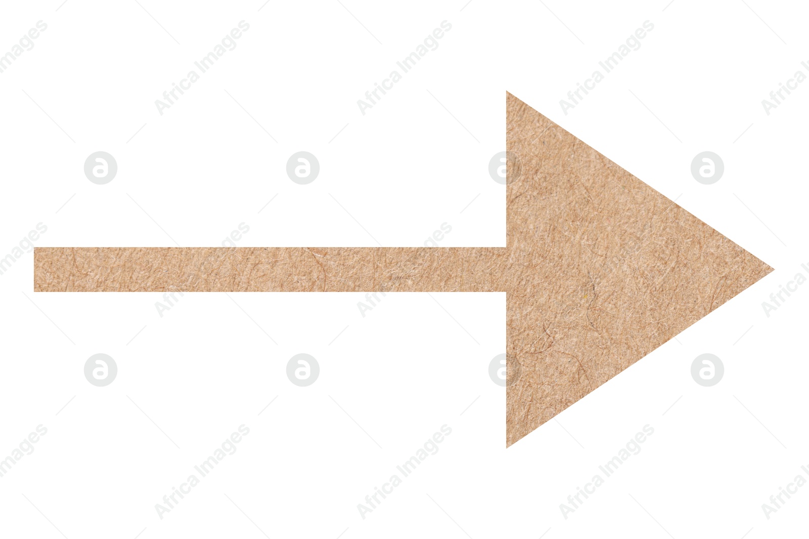 Image of Arrow with texture of kraft paper isolated on white