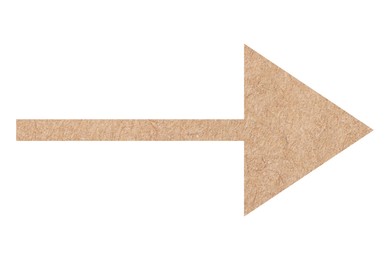 Image of Arrow with texture of kraft paper isolated on white