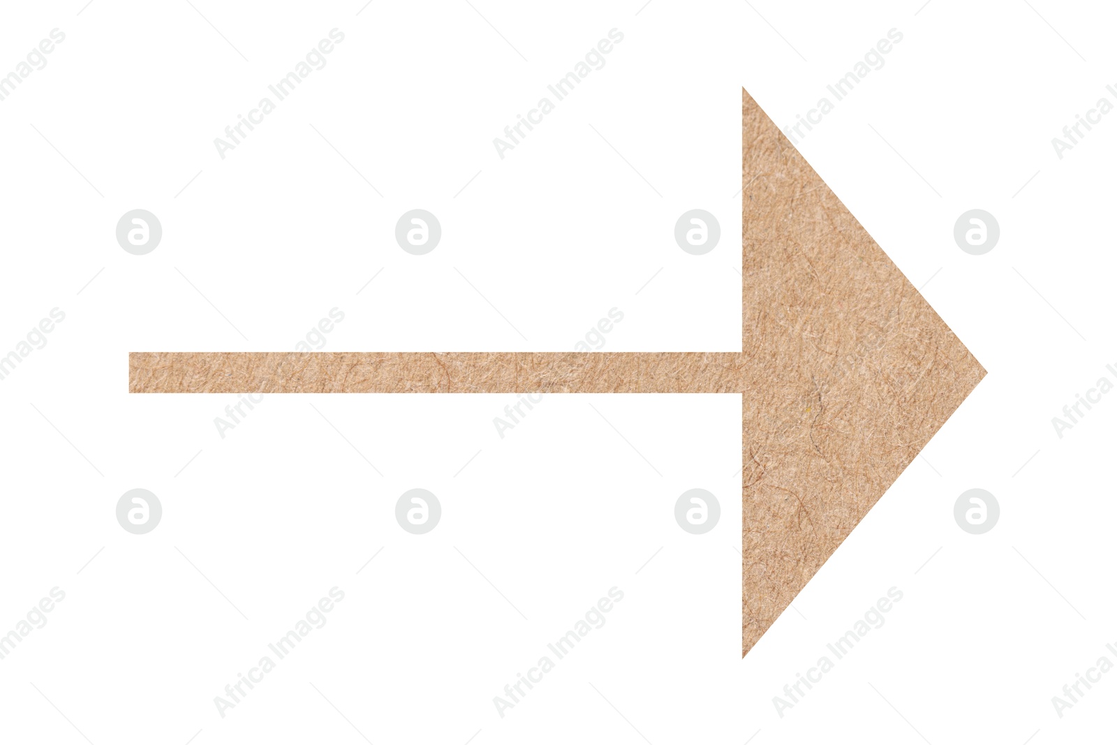 Image of Arrow with texture of kraft paper isolated on white