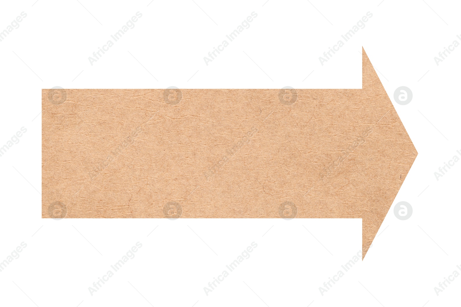 Image of Arrow with texture of kraft paper isolated on white