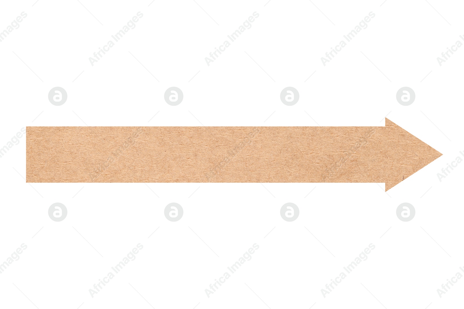 Image of Arrow with texture of kraft paper isolated on white