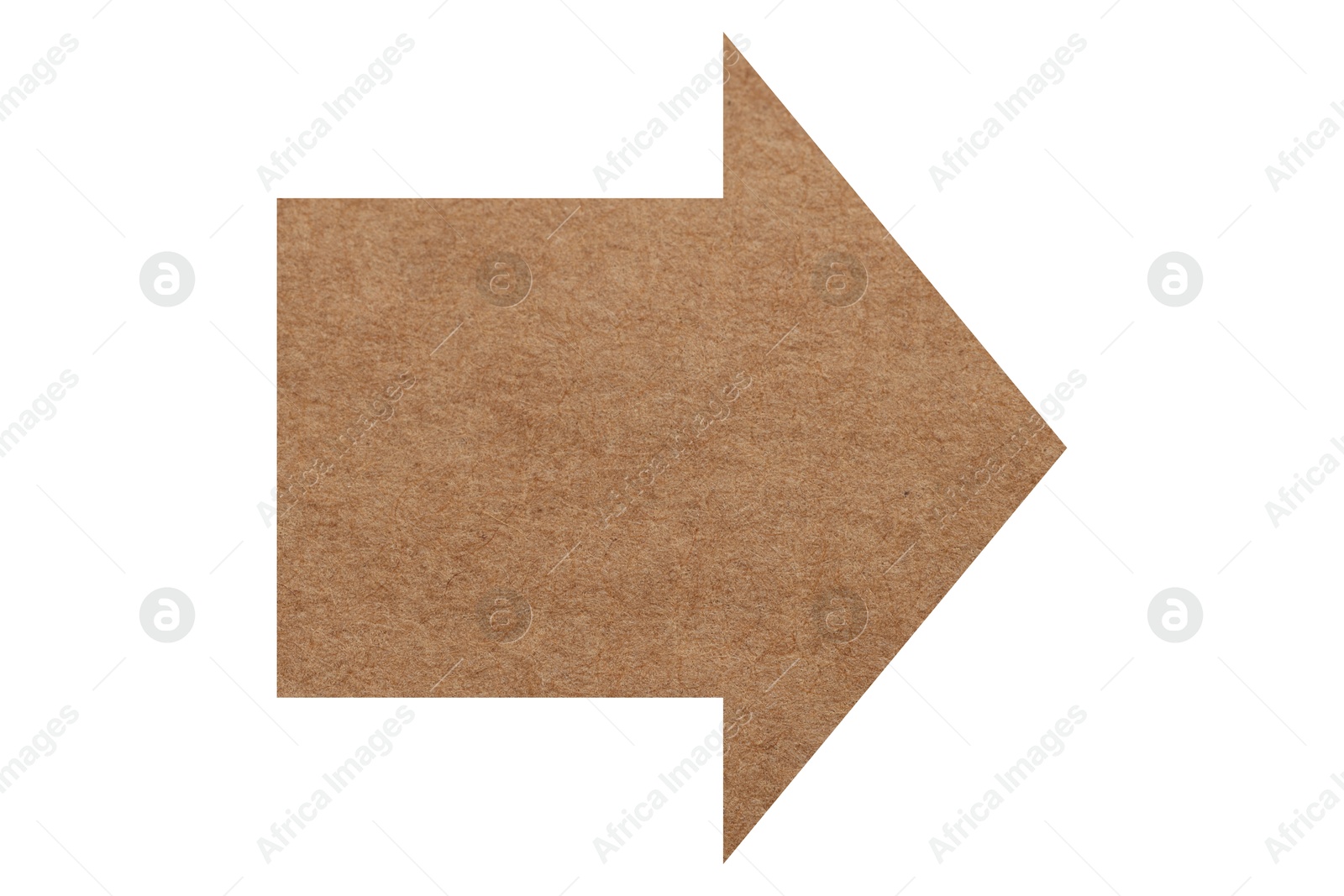 Image of Arrow with texture of kraft paper isolated on white