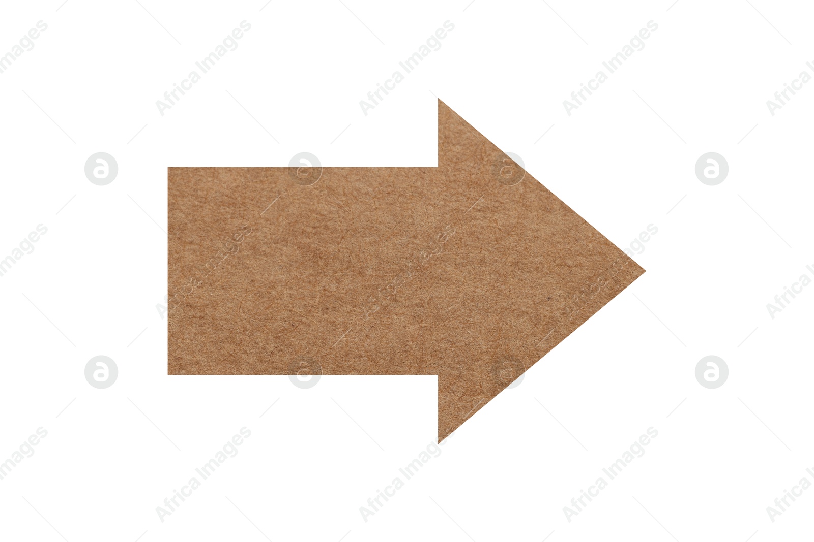 Image of Arrow with texture of kraft paper isolated on white