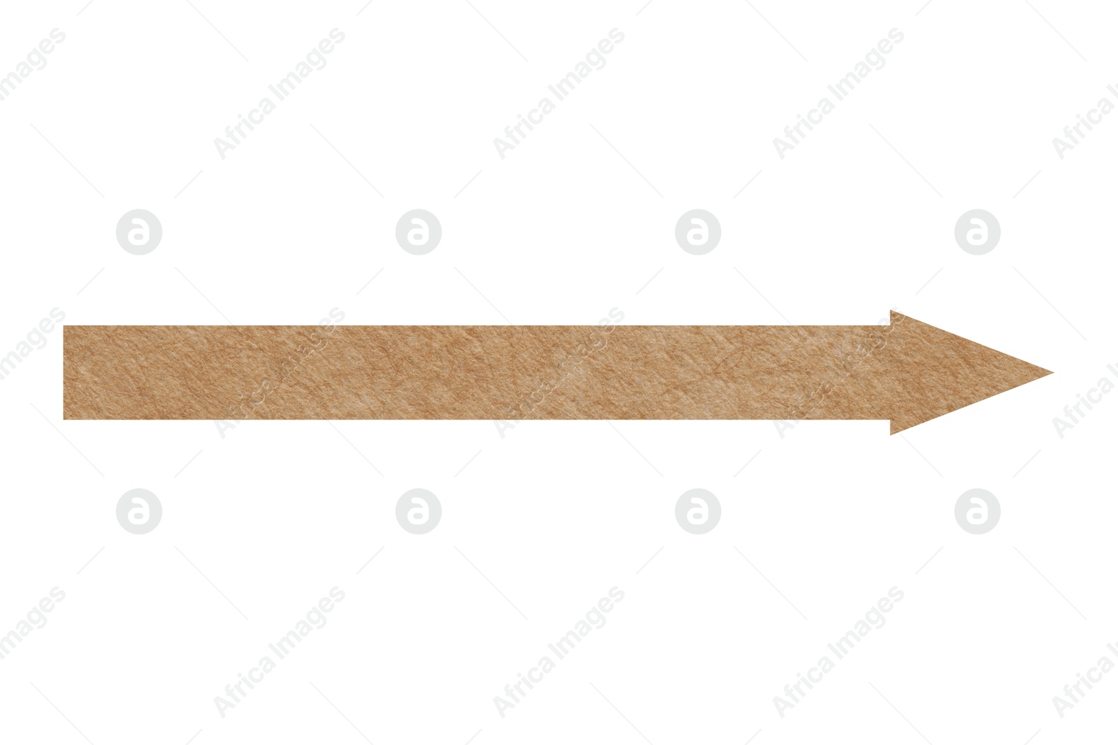 Image of Arrow with texture of kraft paper isolated on white