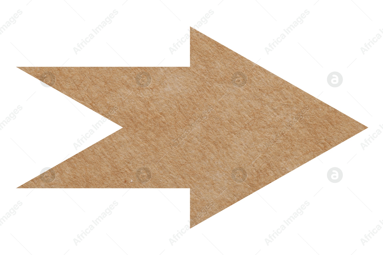 Image of Arrow with texture of kraft paper isolated on white