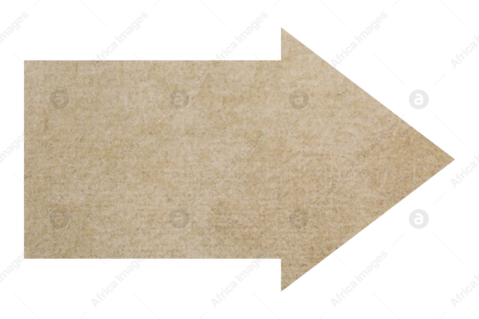 Image of Arrow with texture of parchment paper isolated on white