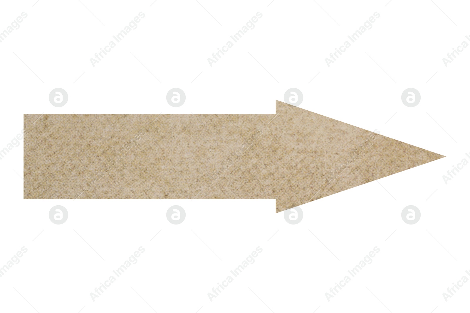 Image of Arrow with texture of parchment paper isolated on white