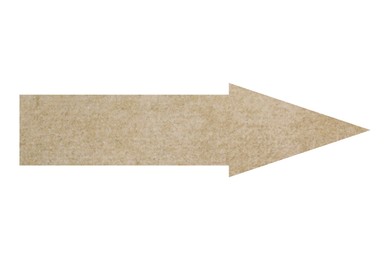 Image of Arrow with texture of parchment paper isolated on white