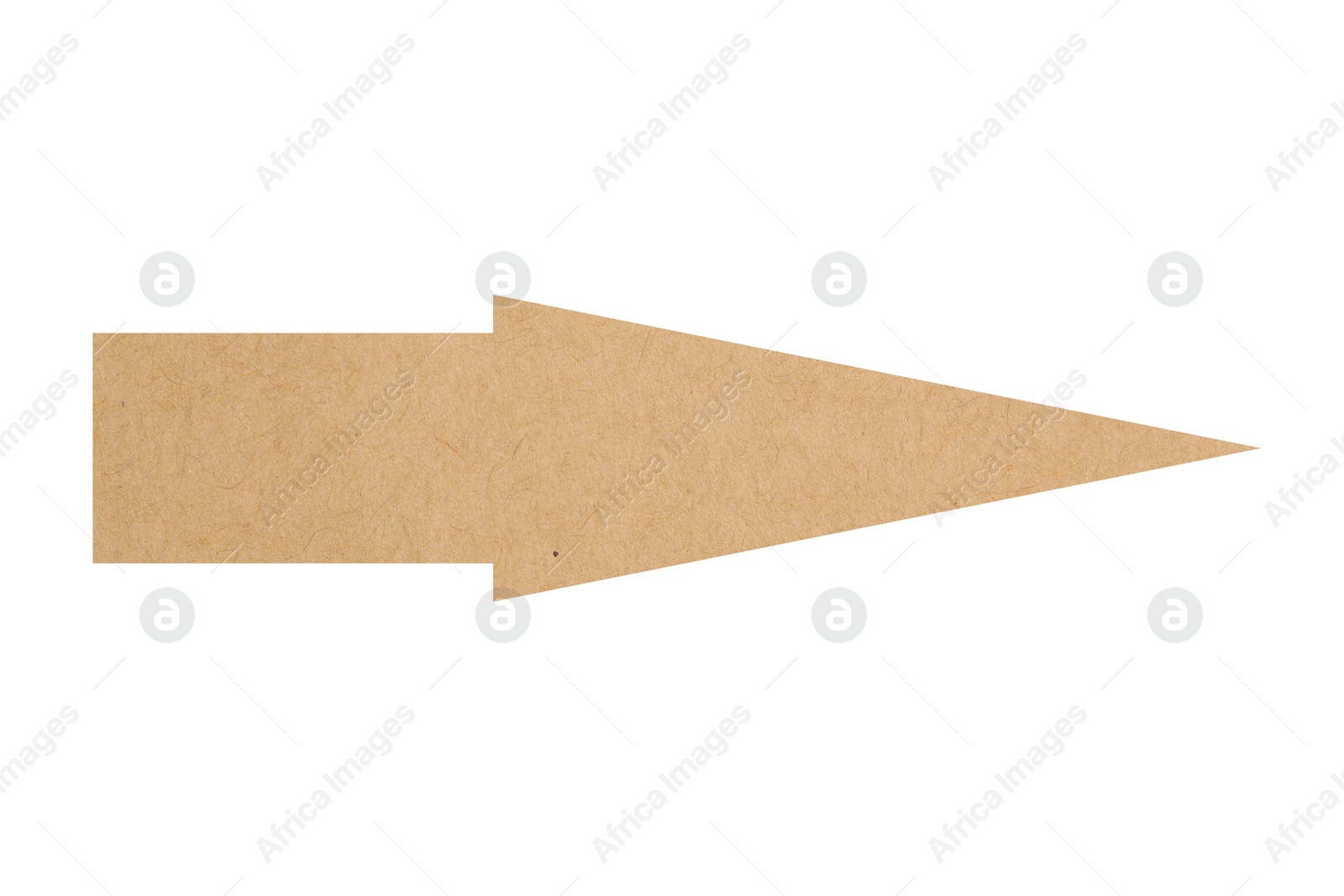 Image of Arrow with texture of parchment paper isolated on white