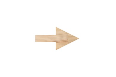 Image of Arrow with wooden texture isolated on white