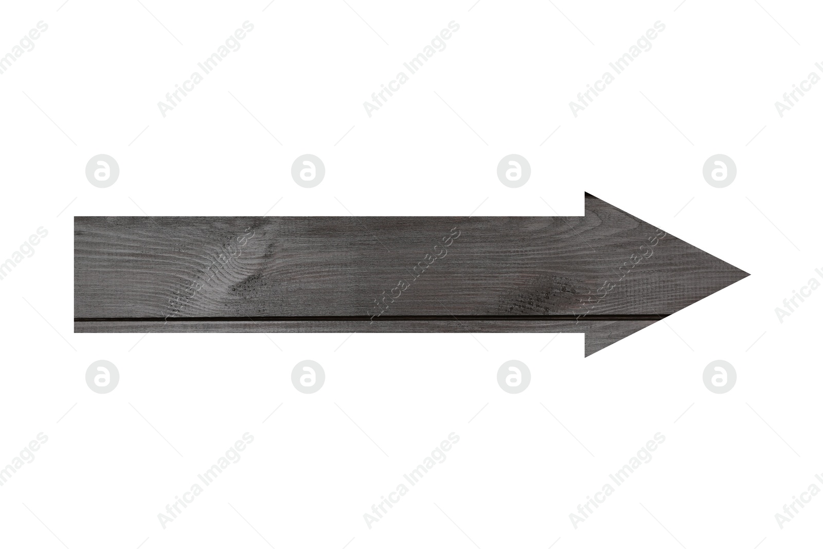 Image of Arrow with grey wooden texture isolated on white