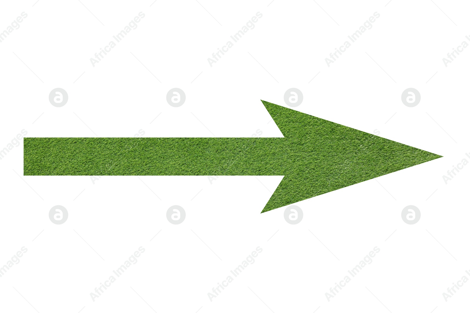 Image of Arrow with texture of green grass isolated on white