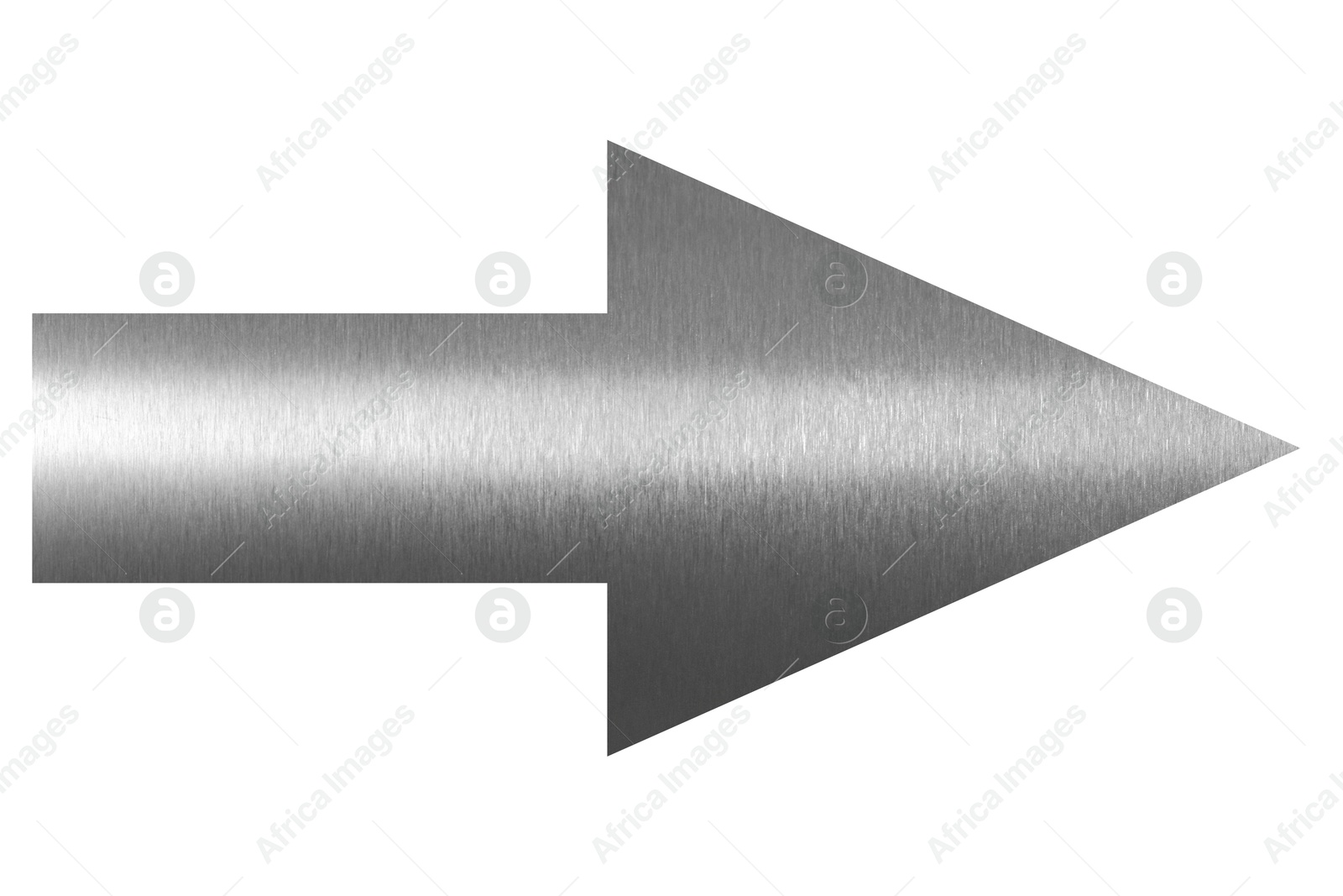 Image of Arrow with texture of silver foil isolated on white