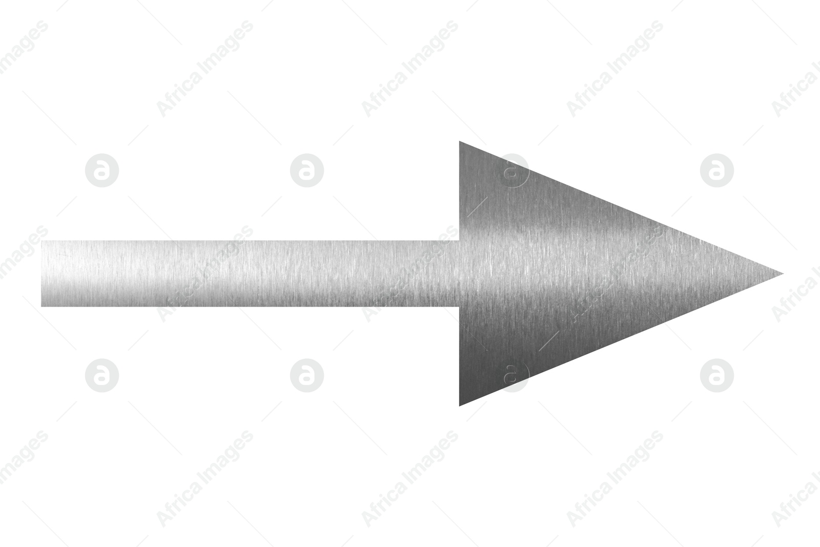 Image of Arrow with texture of silver foil isolated on white