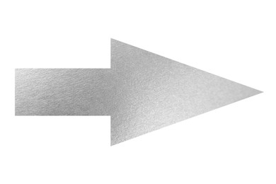 Image of Arrow with texture of silver foil isolated on white