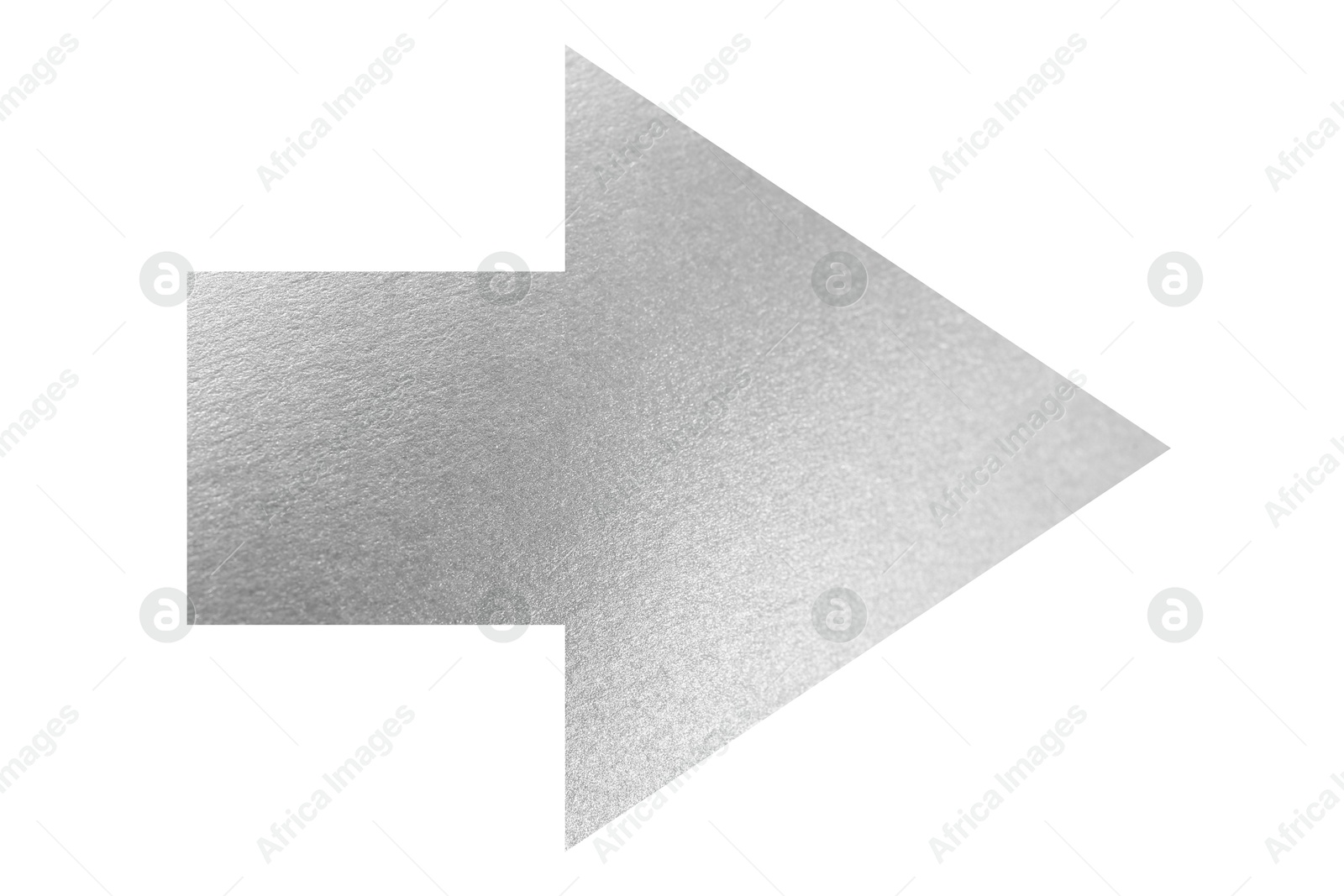 Image of Arrow with texture of silver foil isolated on white