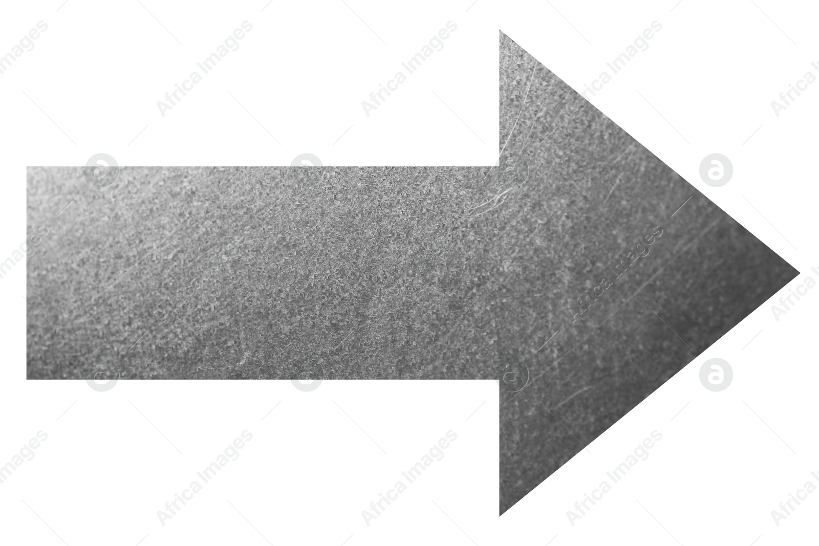 Image of Arrow with texture of silver material isolated on white