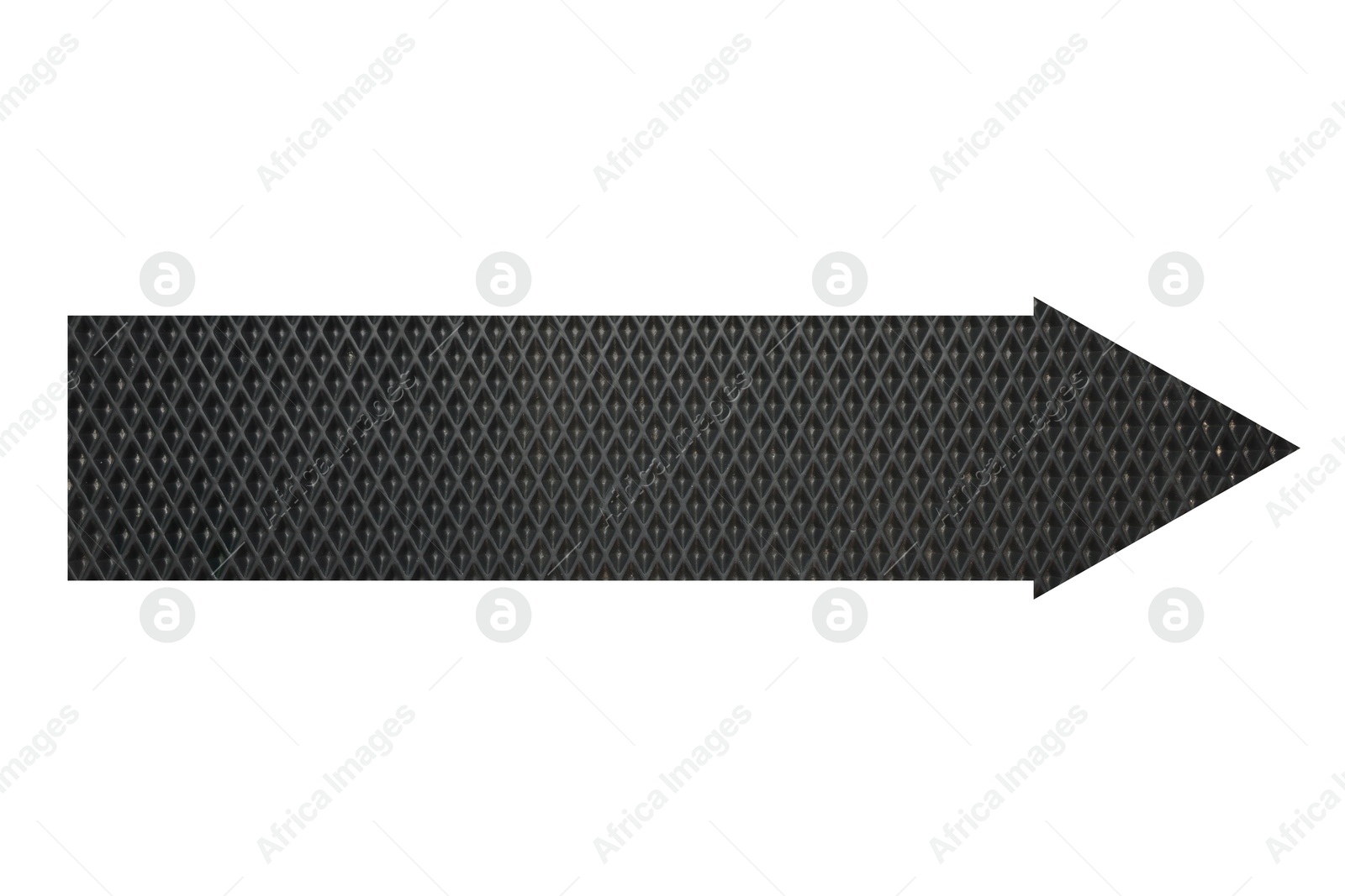 Image of Arrow with texture of rubber mat isolated on white