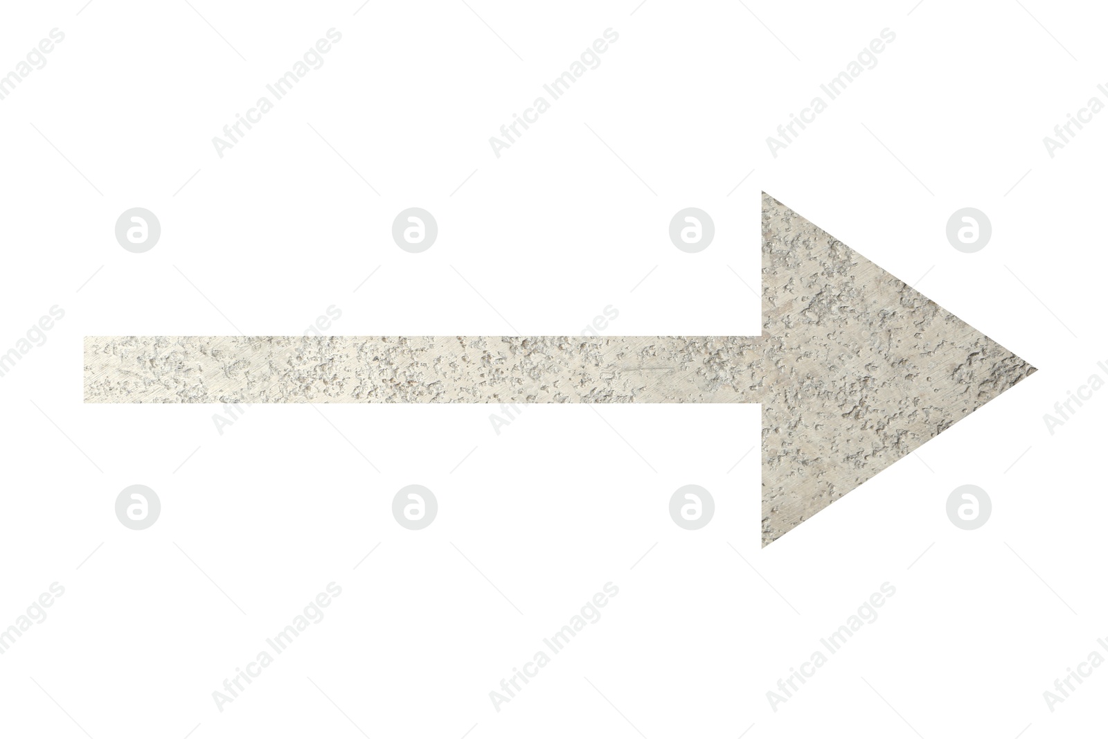 Image of Arrow with texture of silver material isolated on white