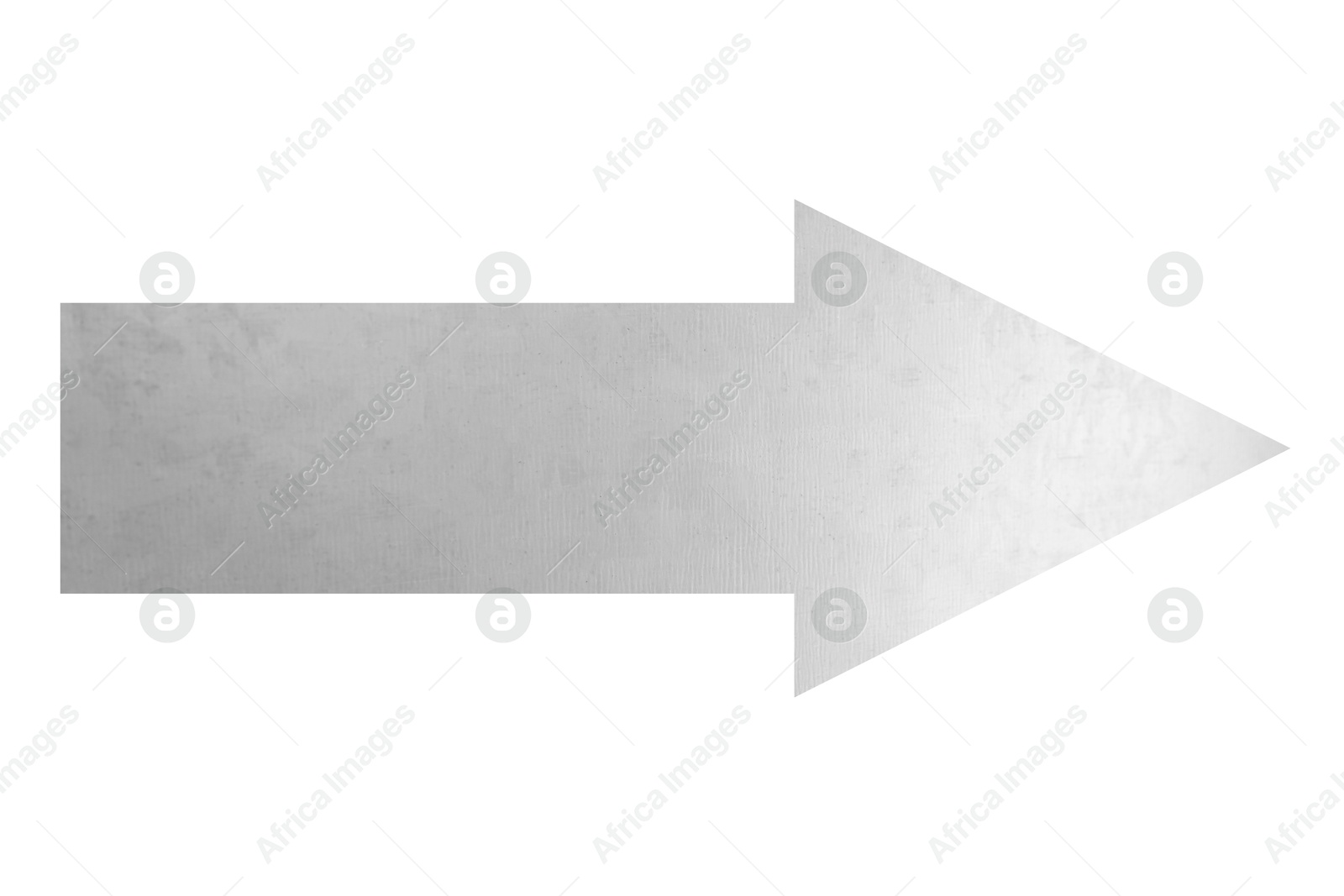 Image of Arrow with texture of silver material isolated on white