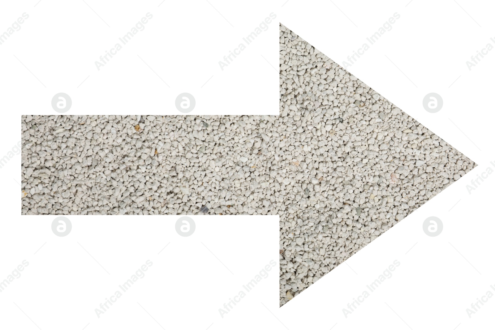 Image of Arrow with texture of granules isolated on white