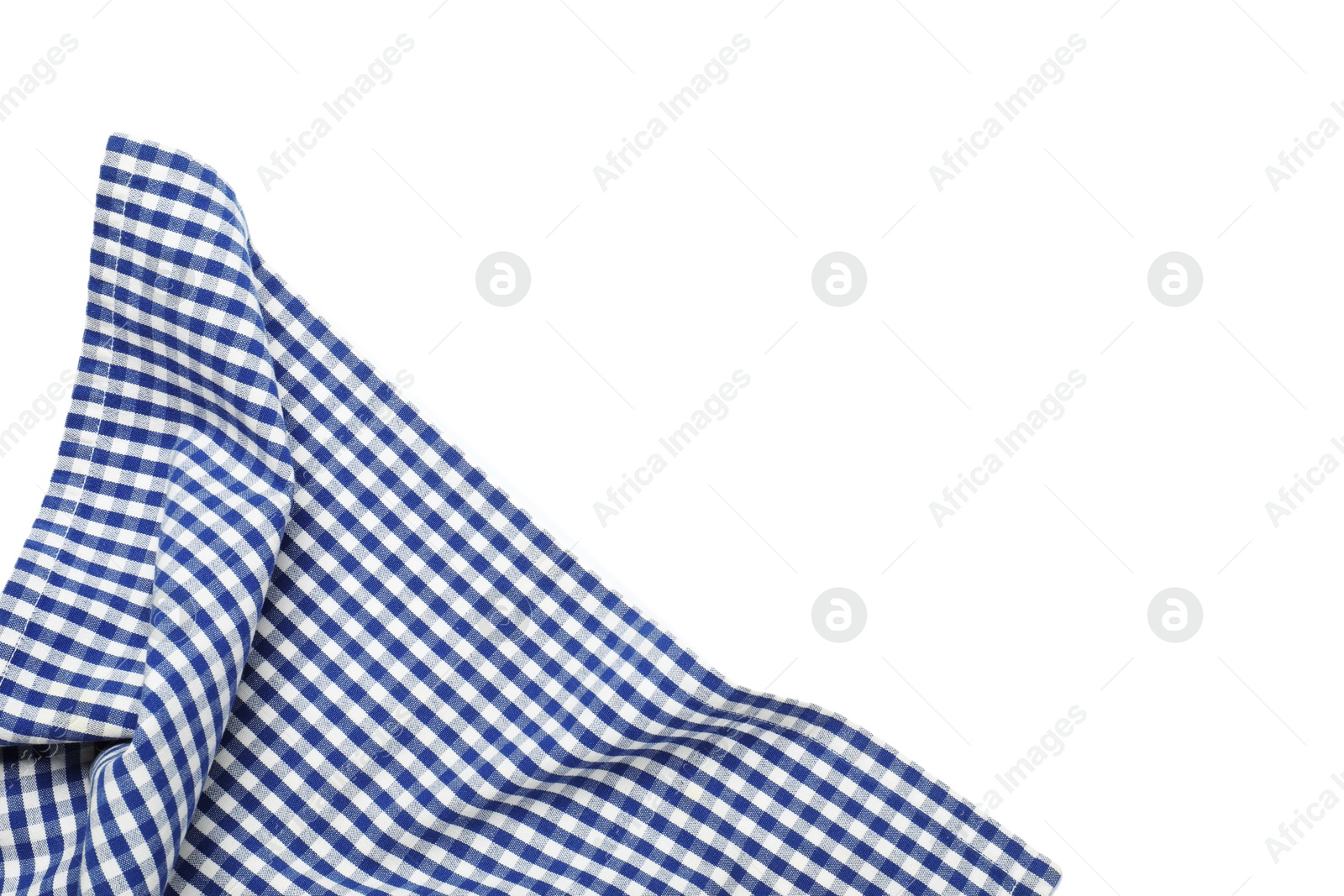 Photo of Blue checkered tablecloth isolated on white, top view