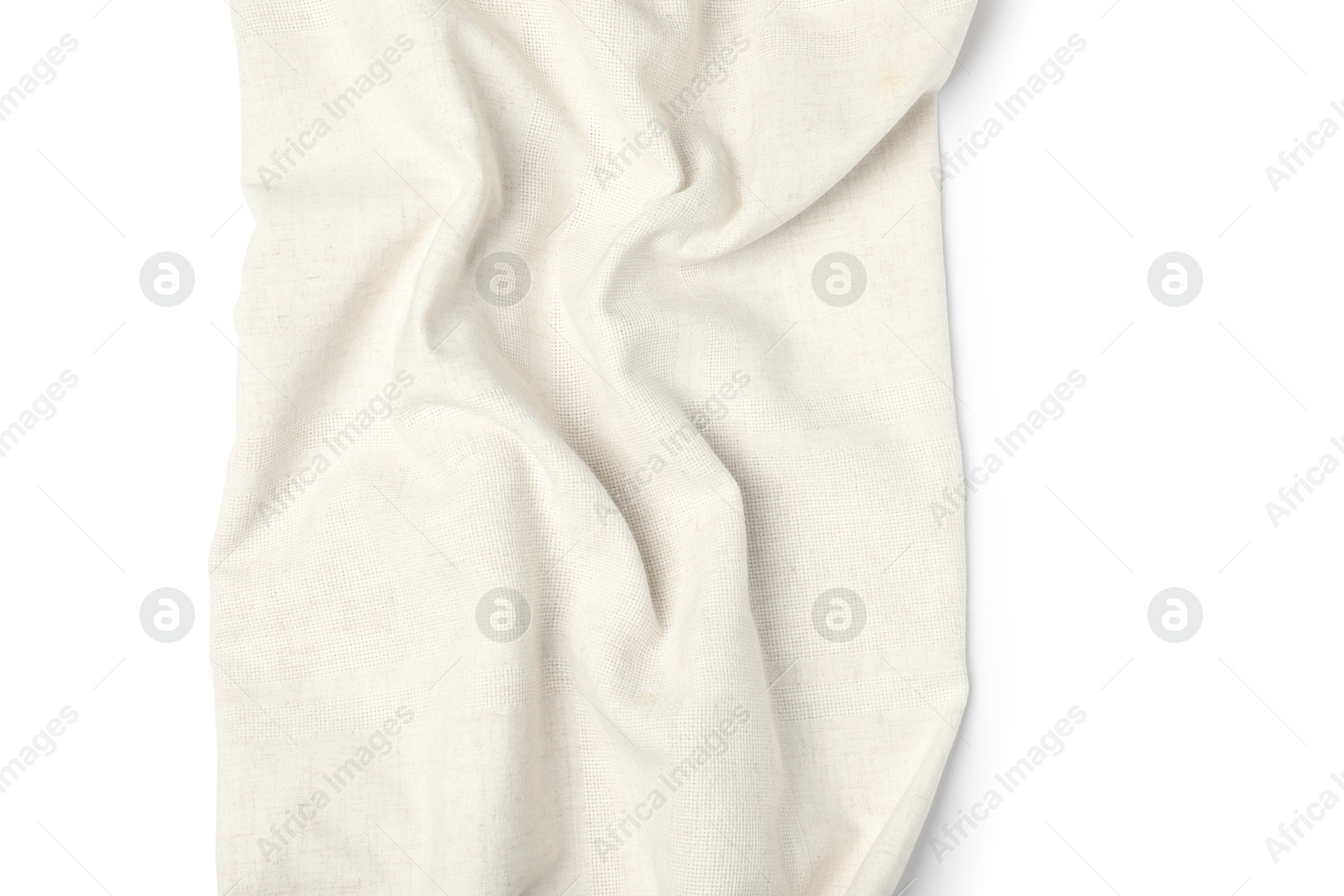 Photo of Beige tablecloth isolated on white, top view