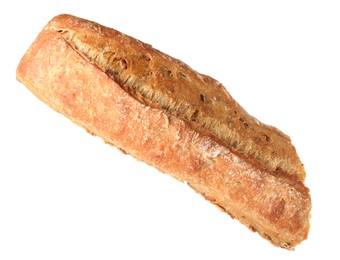 Photo of Cut freshly baked baguette isolated on white