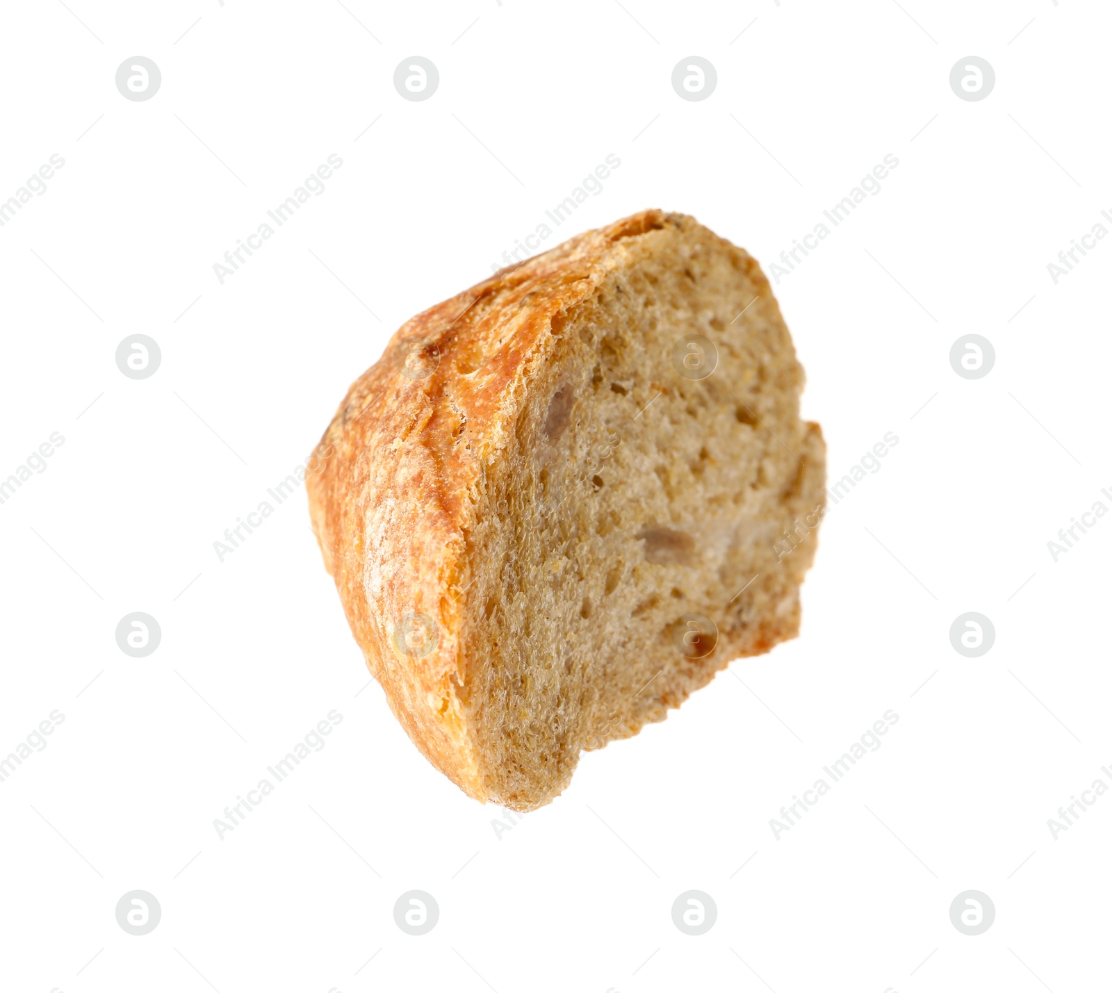 Photo of Piece of fresh baguette isolated on white