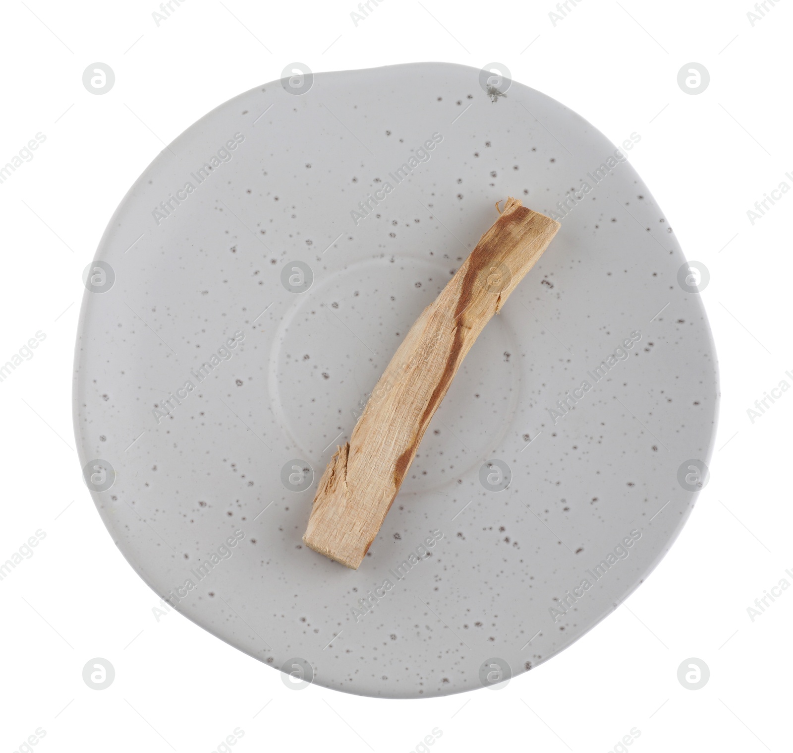 Photo of Palo santo stick on white background, top view