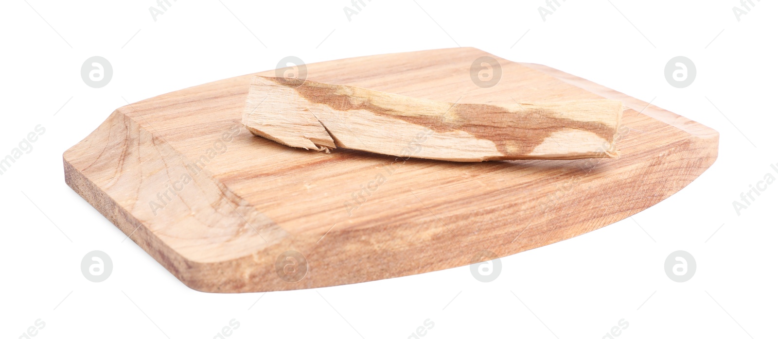 Photo of One palo santo stick on white background