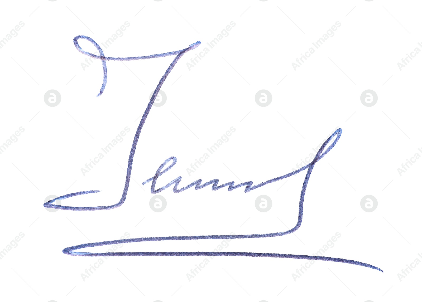 Photo of Beautiful signature made with pen isolated on white, top view