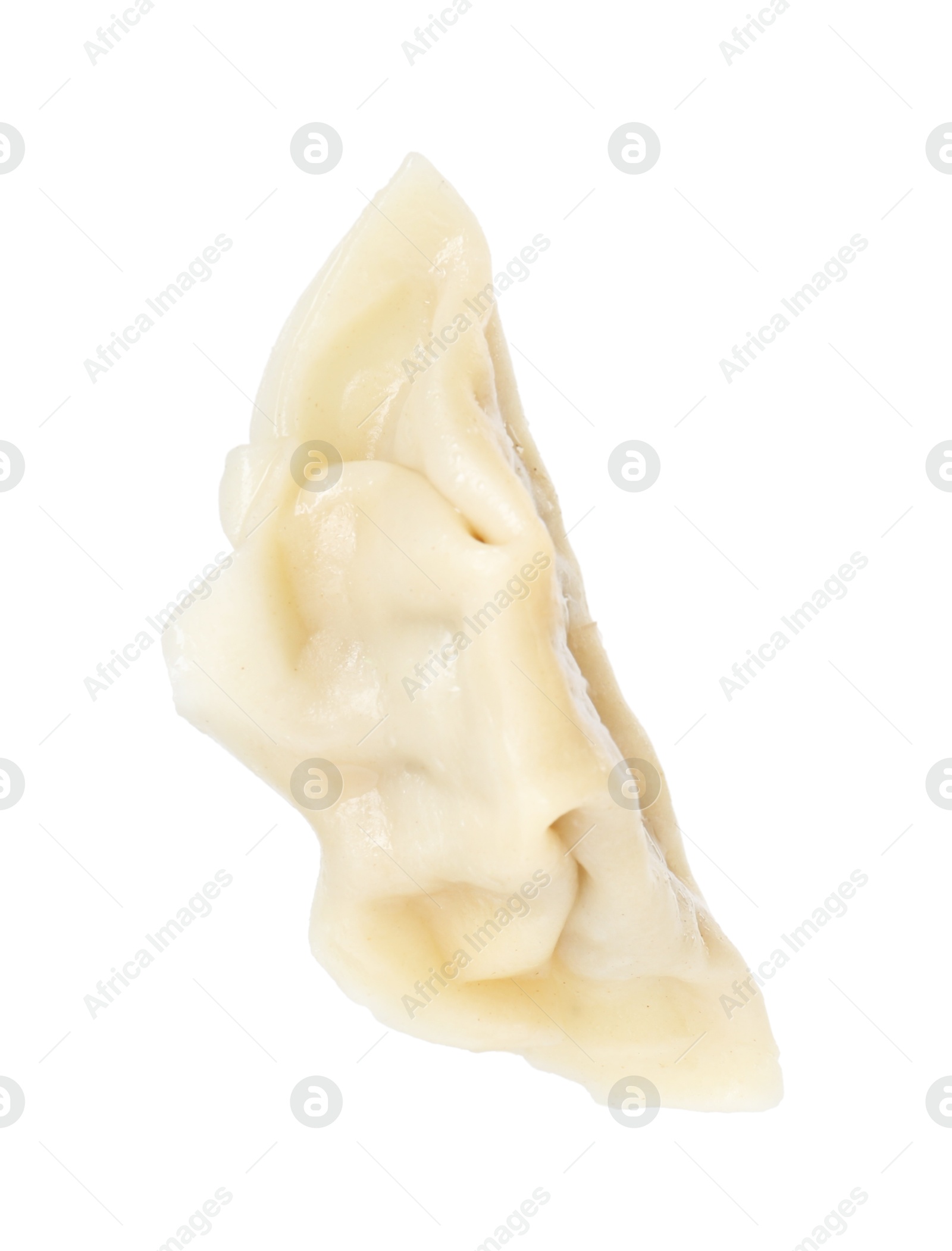 Photo of Tasty boiled gyoza (dumpling) isolated on white