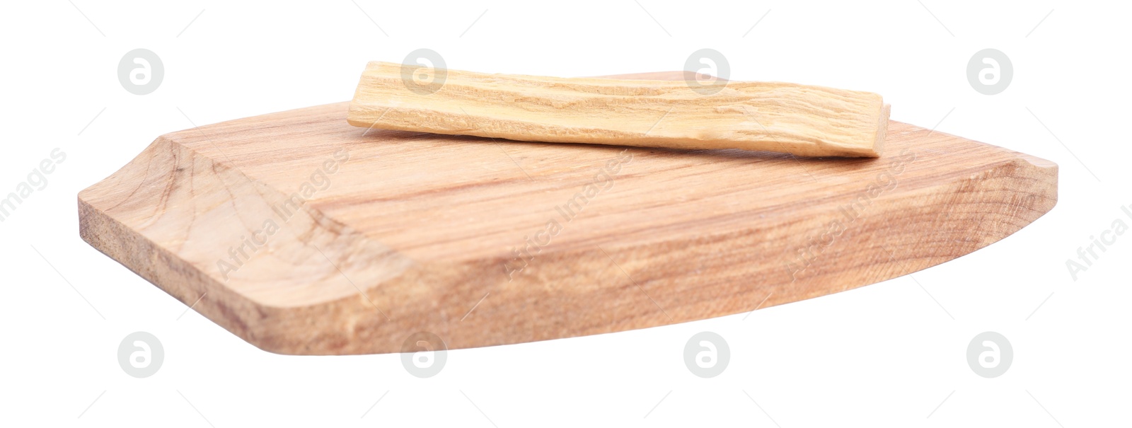 Photo of One palo santo stick on white background