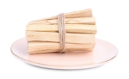 Photo of Bunch of palo santo sticks on white background