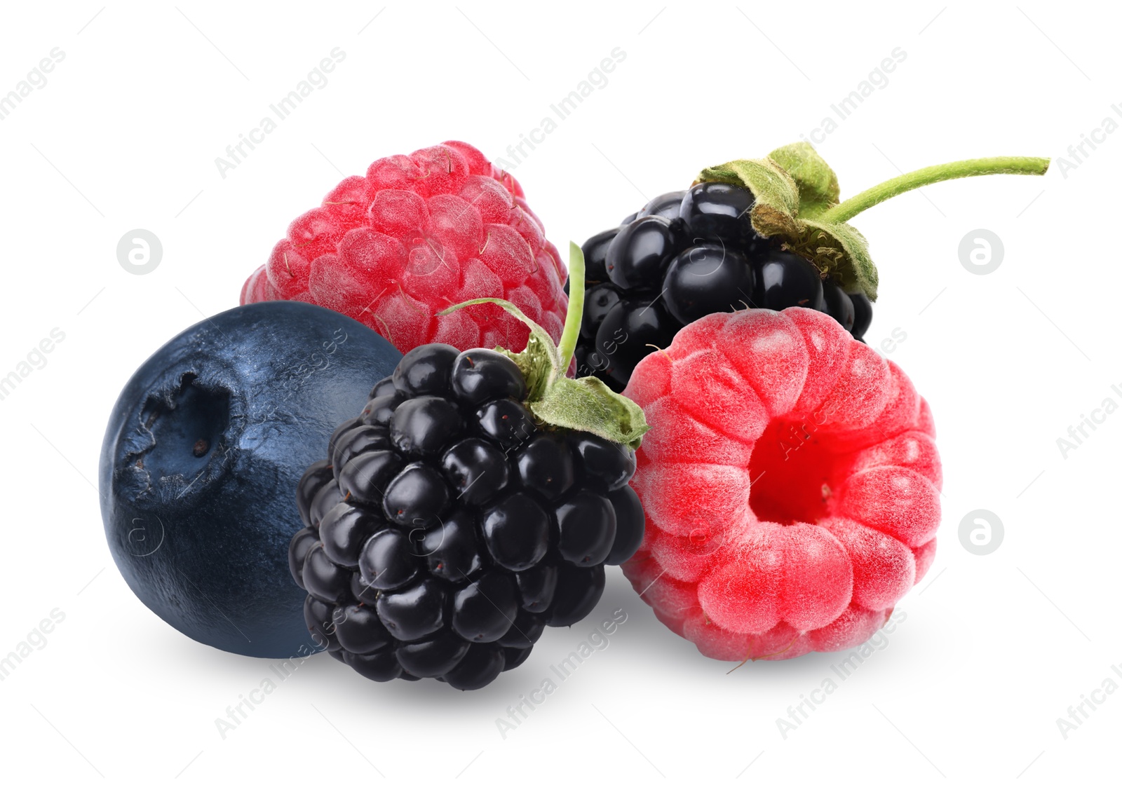 Image of Blueberry, raspberries and blackberries isolated on white