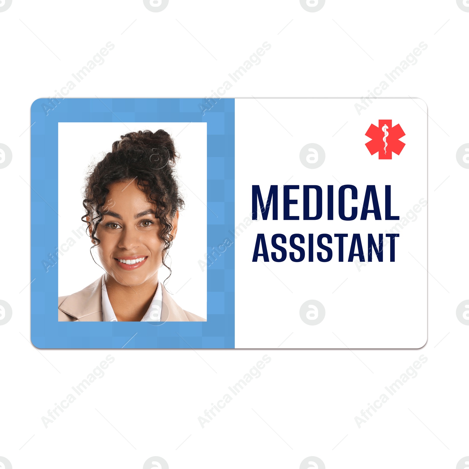 Image of Medical assistant badge with photo of woman on white background