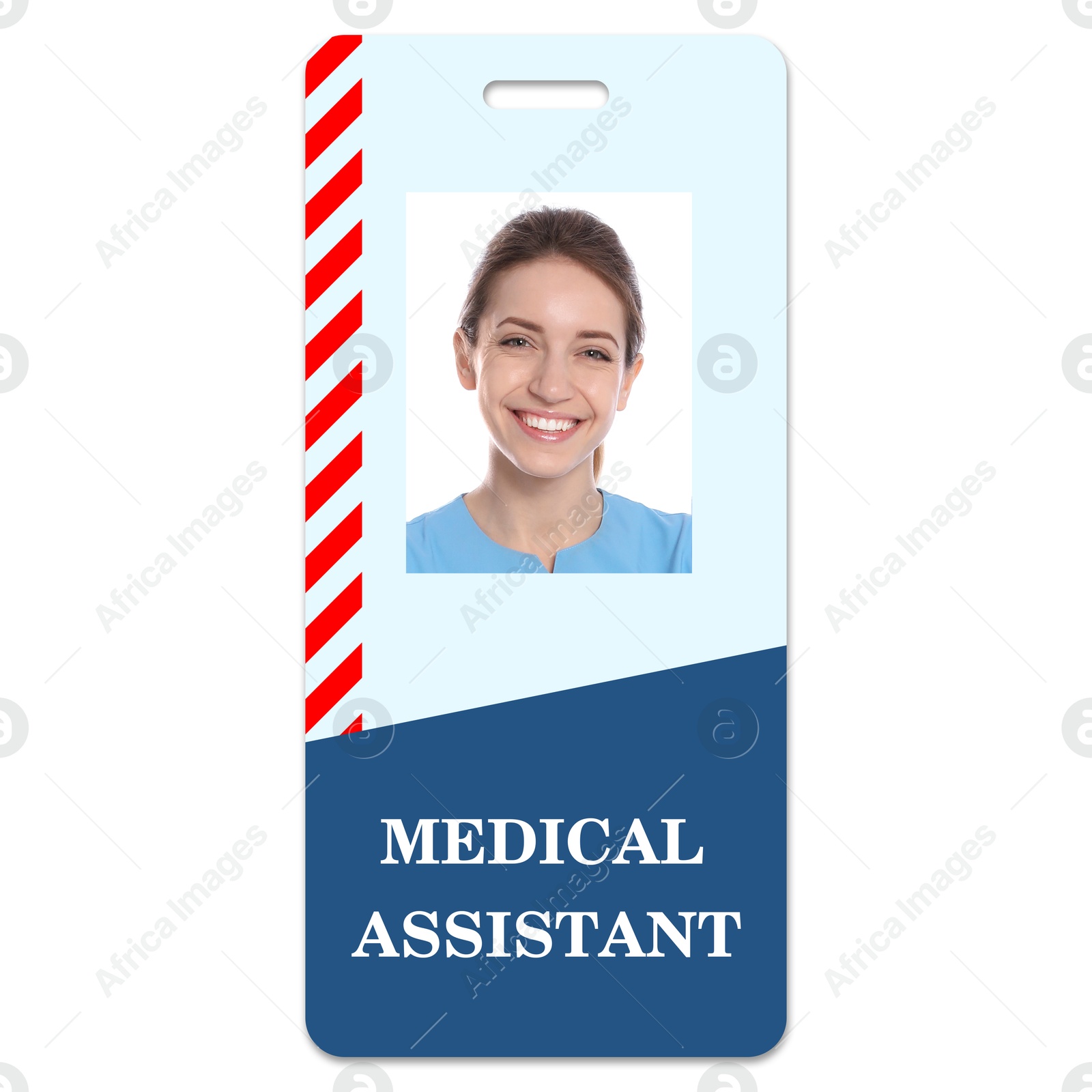 Image of Medical assistant badge with photo of woman on white background