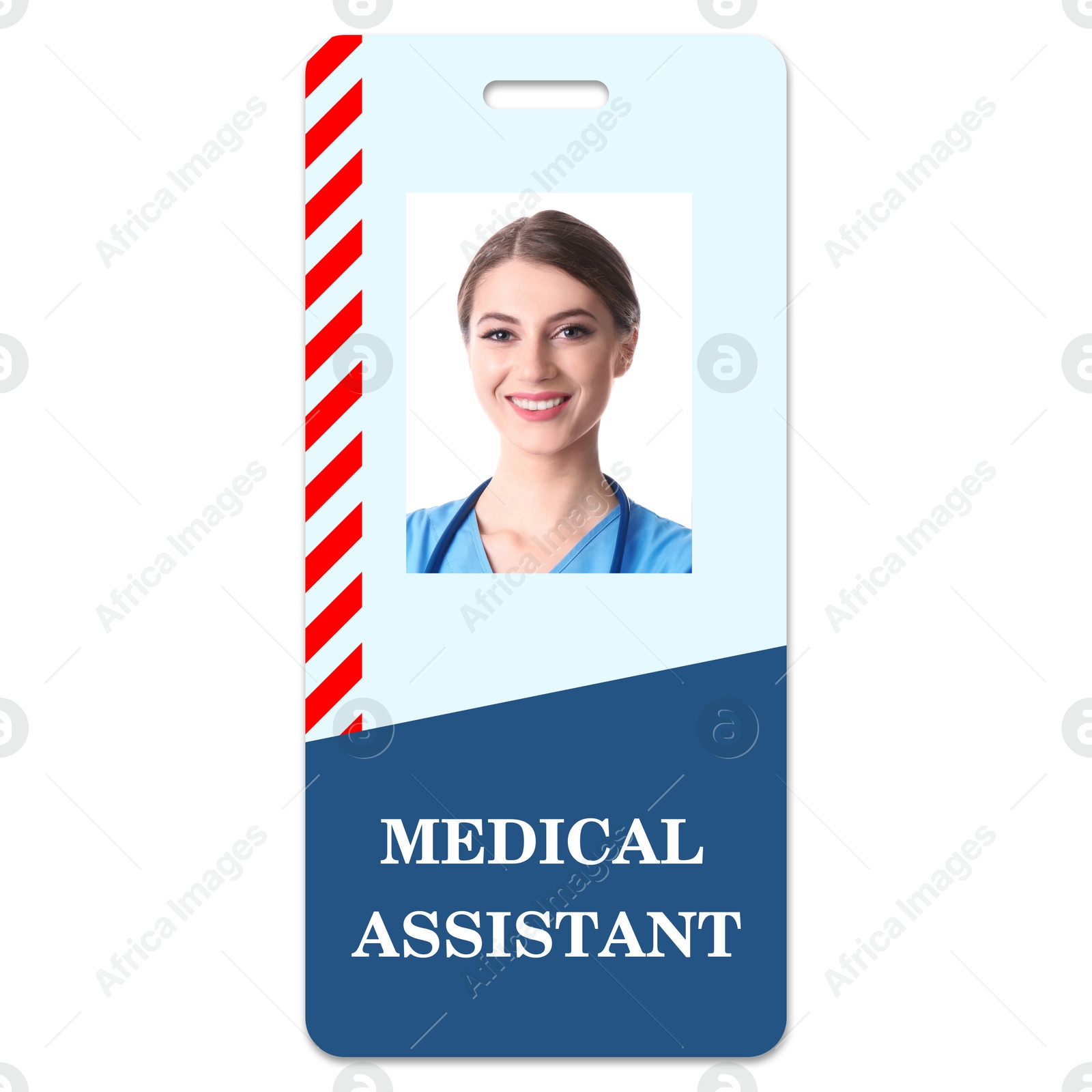 Image of Medical assistant badge with photo of woman on white background