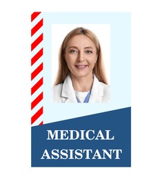 Image of Medical assistant badge with photo of woman on white background