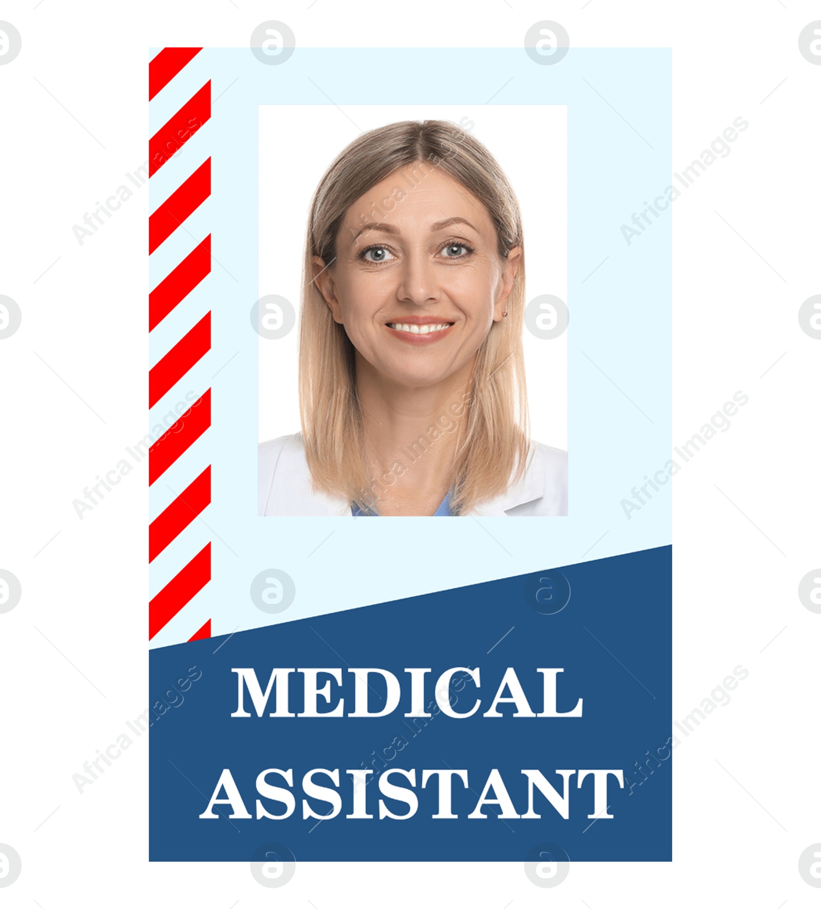 Image of Medical assistant badge with photo of woman on white background