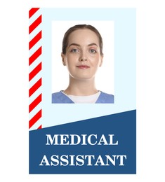 Image of Medical assistant badge with photo of woman on white background