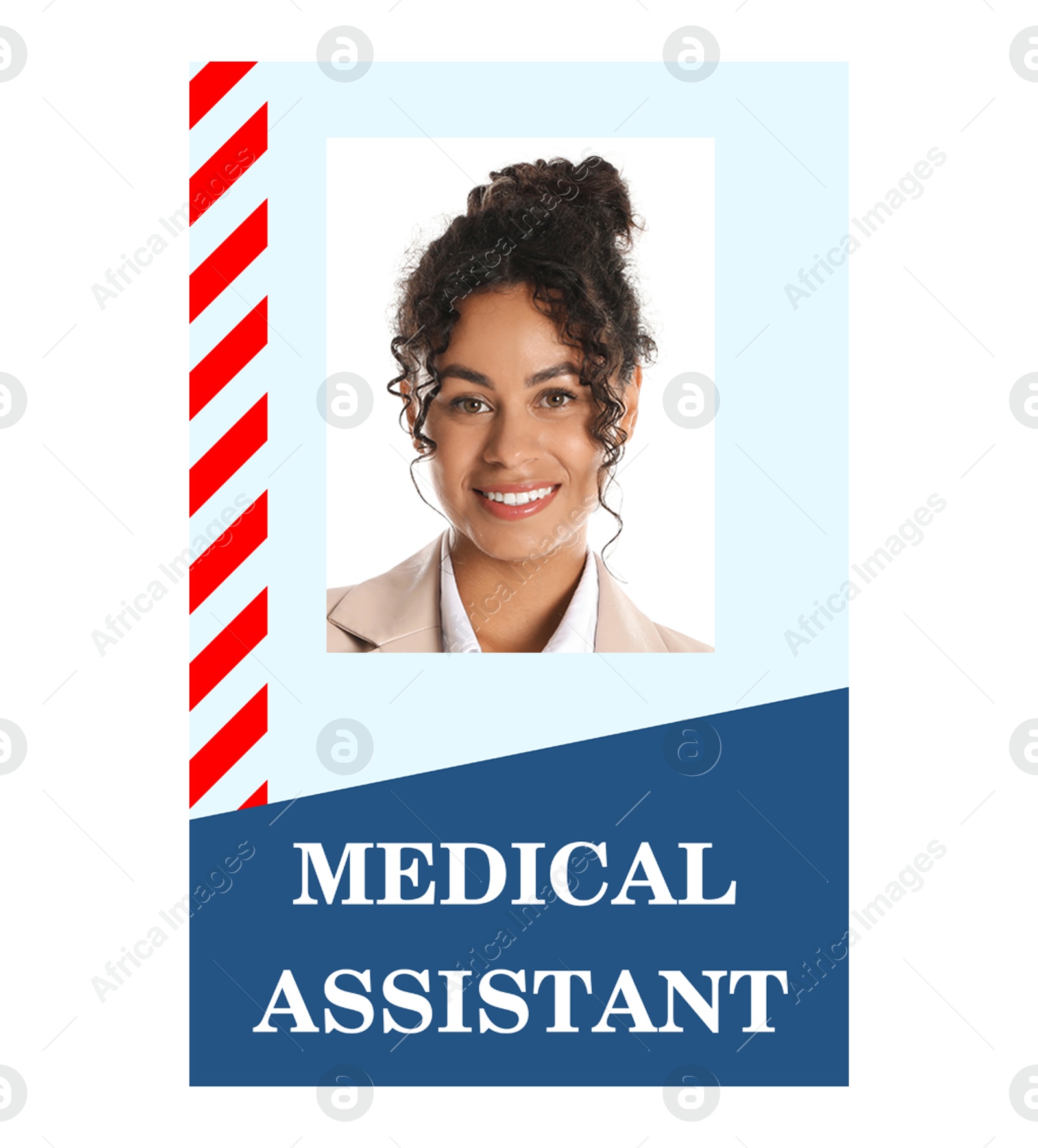 Image of Medical assistant badge with photo of woman on white background