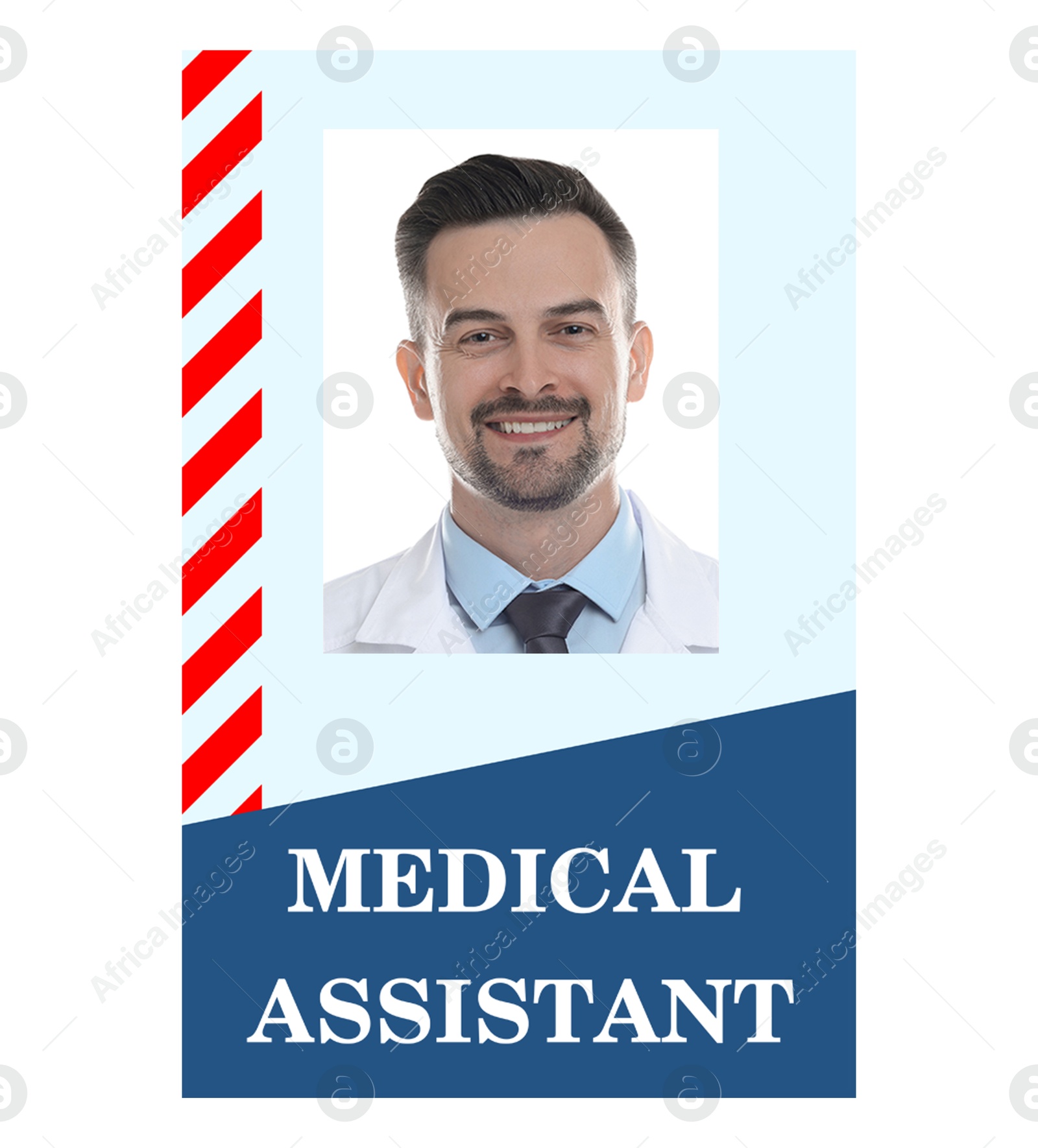 Image of Medical assistant badge with photo of man on white background