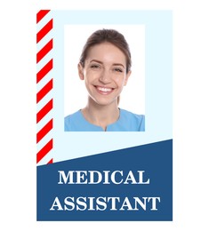 Image of Medical assistant badge with photo of woman on white background