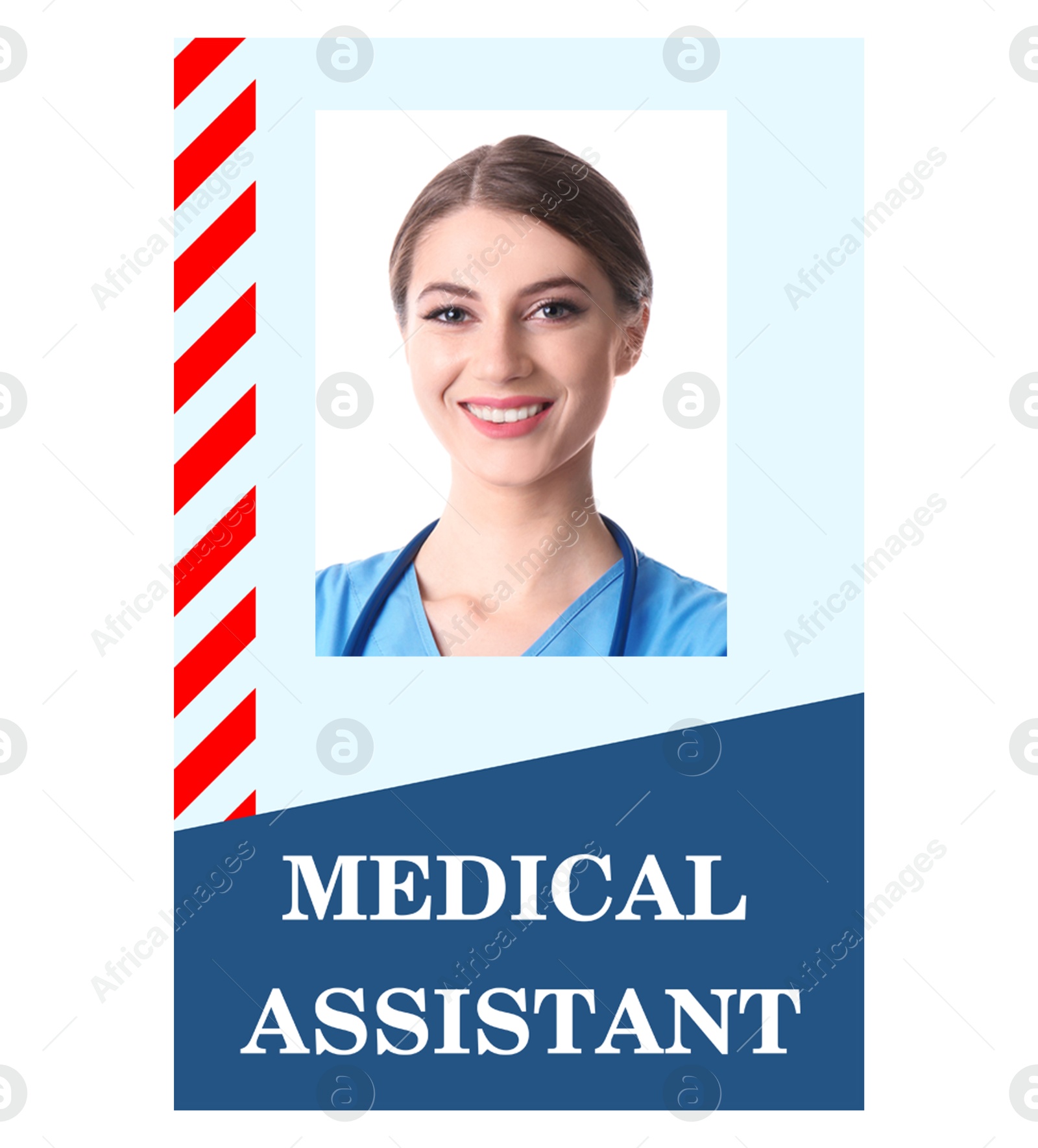 Image of Medical assistant badge with photo of woman on white background