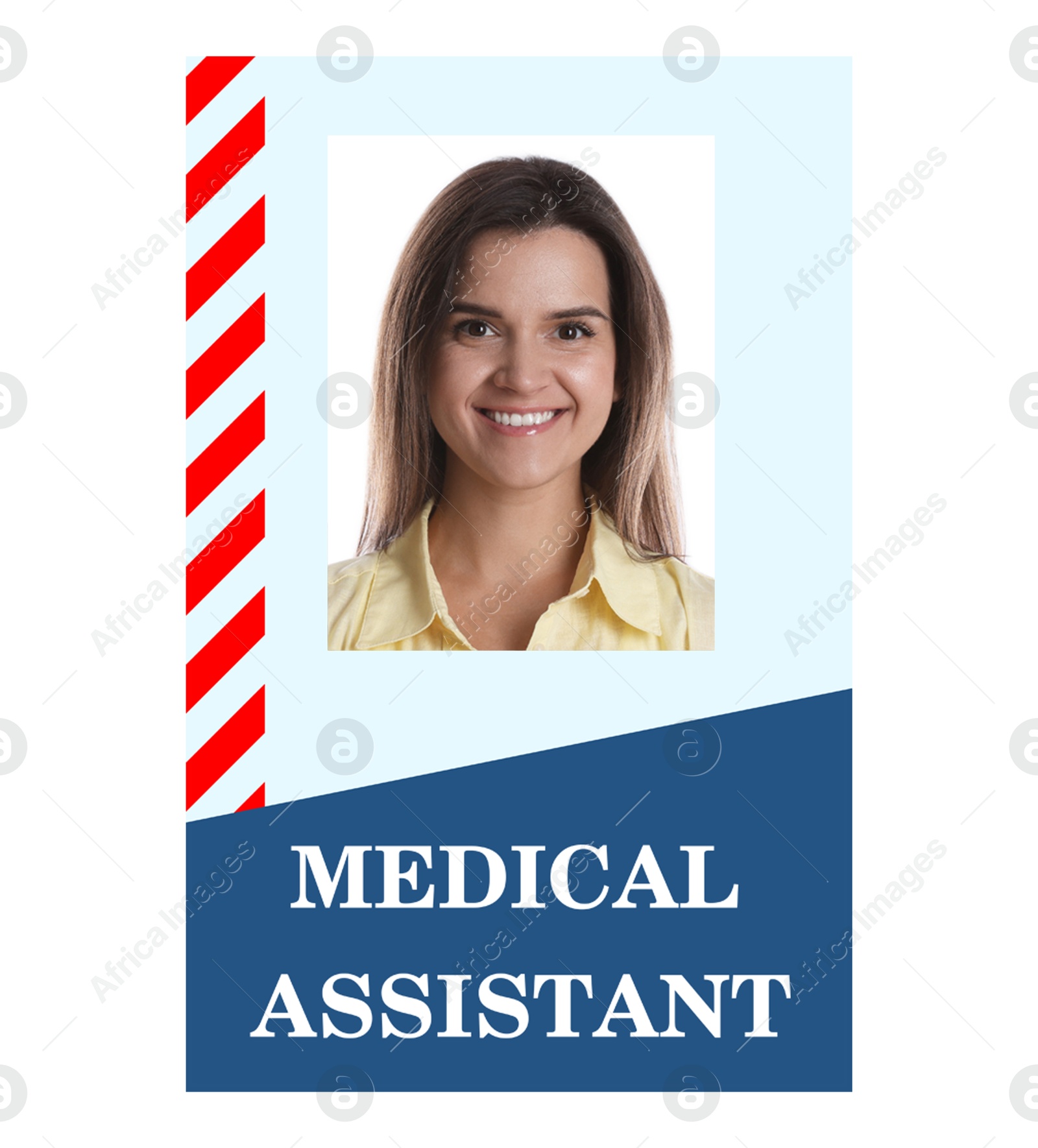 Image of Medical assistant badge with photo of woman on white background