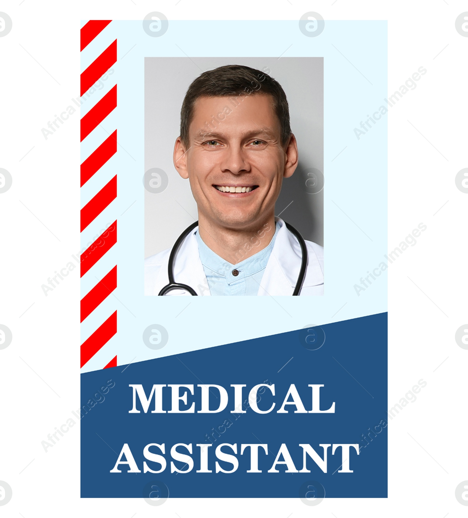 Image of Medical assistant badge with photo of man on white background